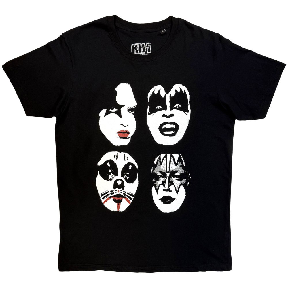 Kiss - Stacked Faces Mens Tshirt - Black/White